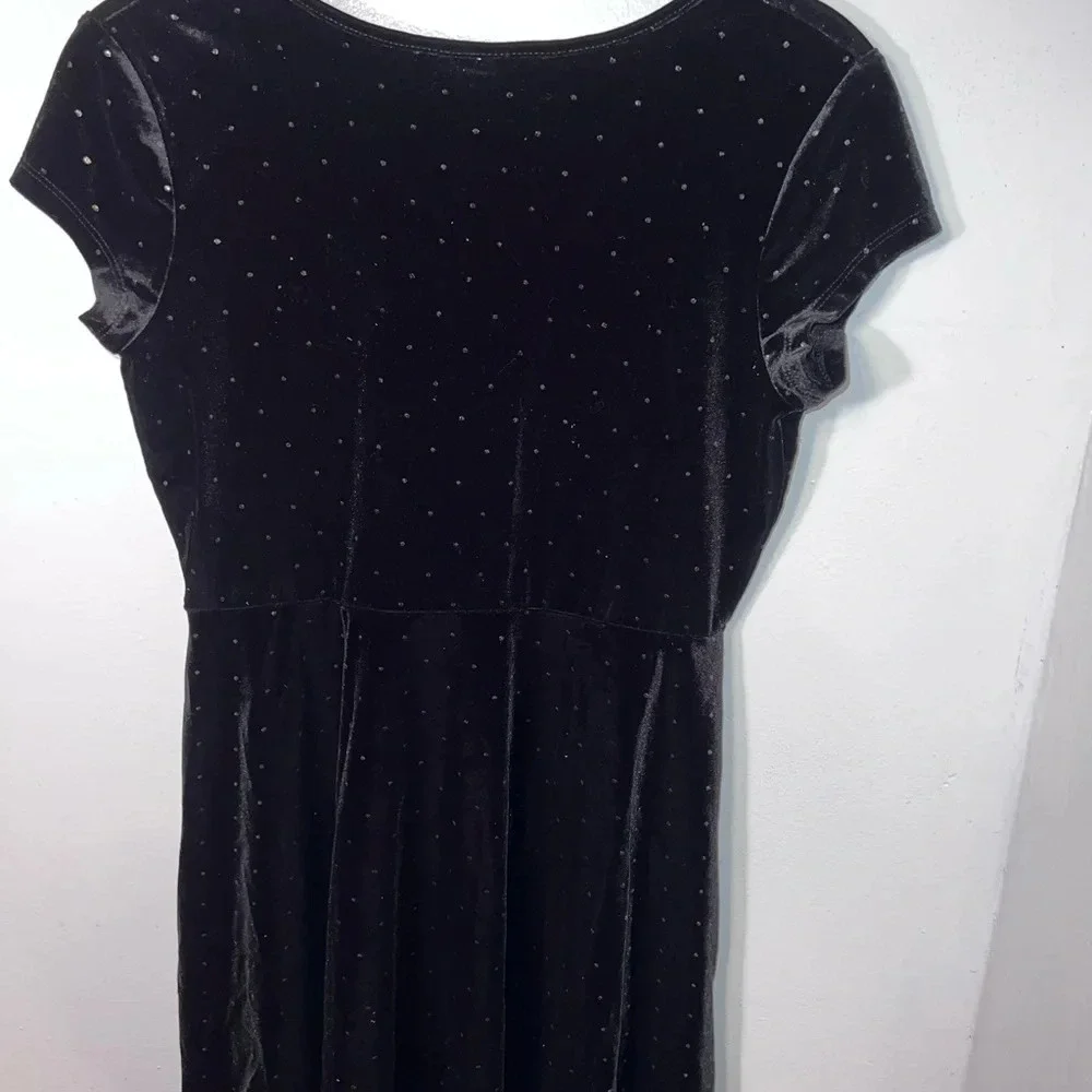 Children’s place XL,short sleeve pullover party dress black velvet gold sparkles